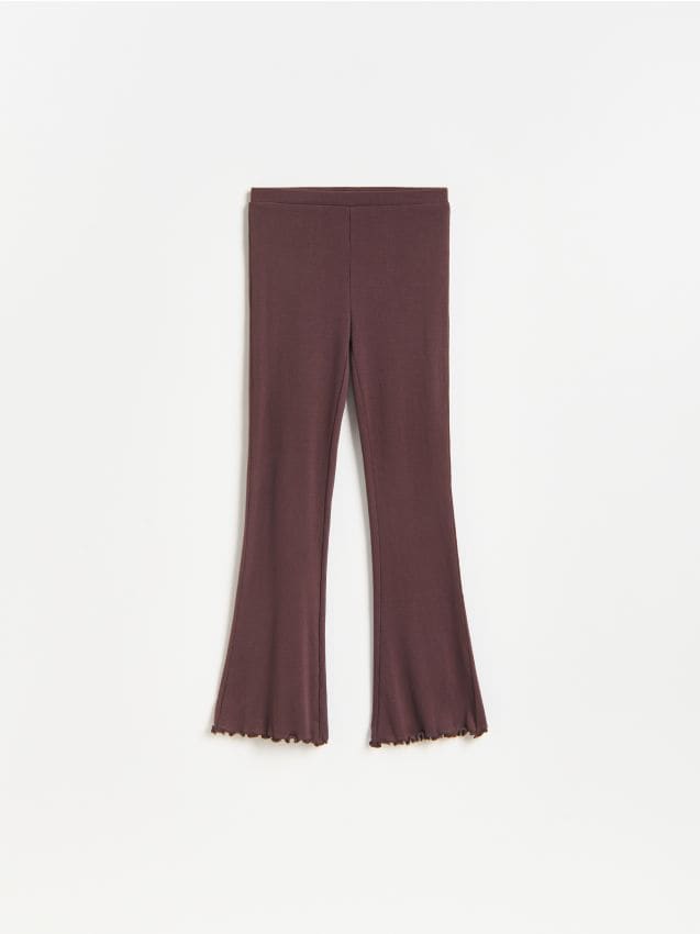 Reserved - Legginsy flare - mahoniowy
