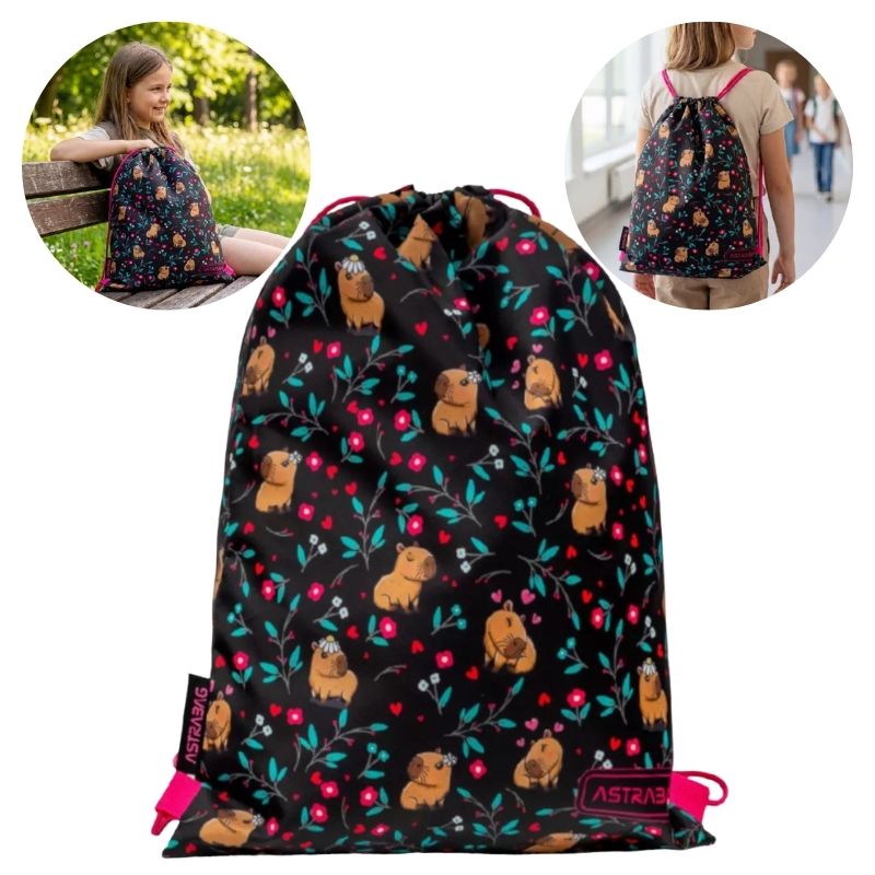 Worek Na Obuwie Astra AstraBag Flower Capy Szkolny na WF Plecak Na Buty Dla Dziecka Do Szkoły