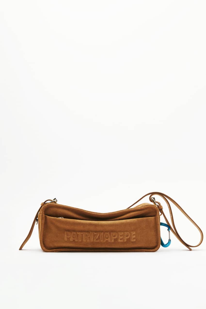 Torebka crossbody (IM)PERFECTION średnia z zamszu
