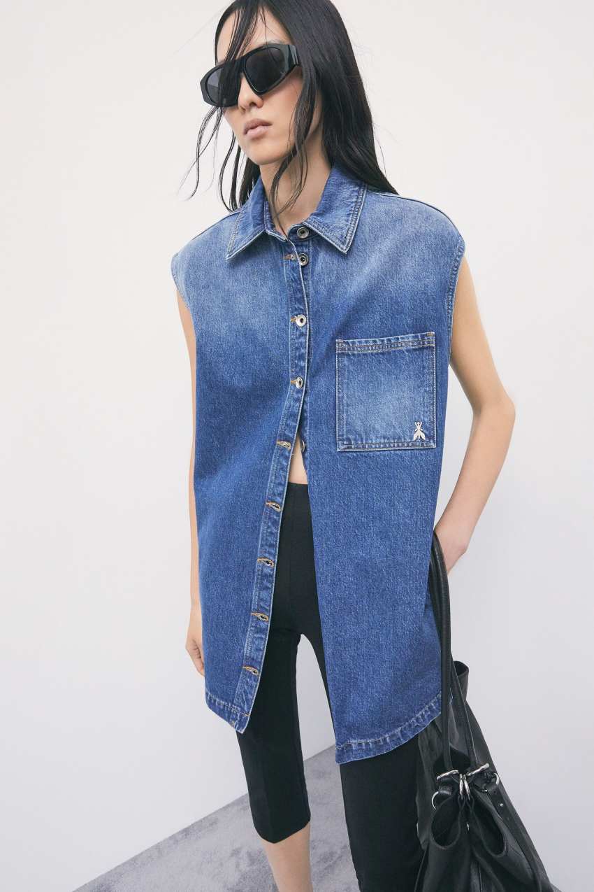 Kamizelka jeansowa oversize z efektem sprania