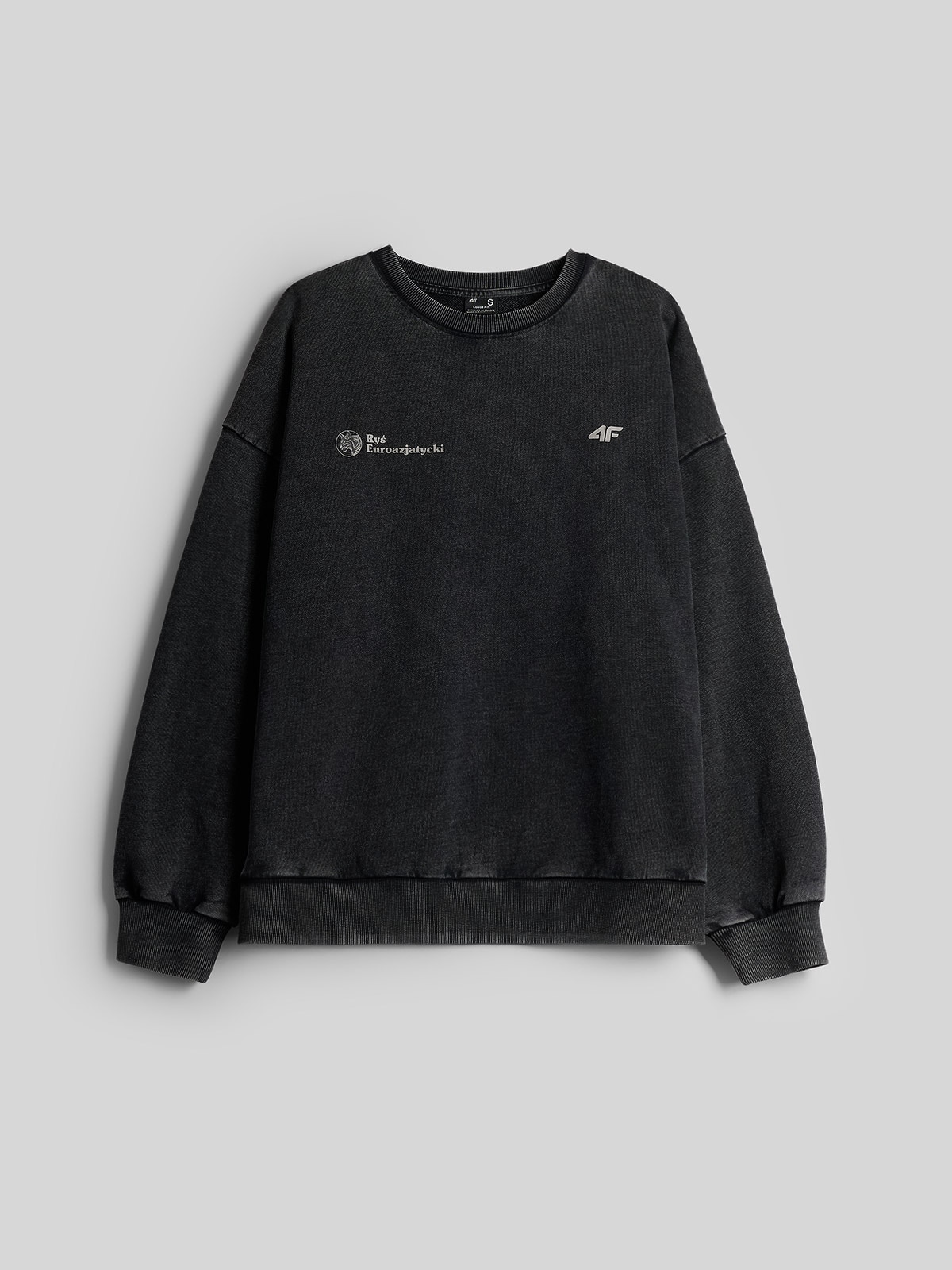 4F Bluza dresowa loose z nadrukiem damska - szara L