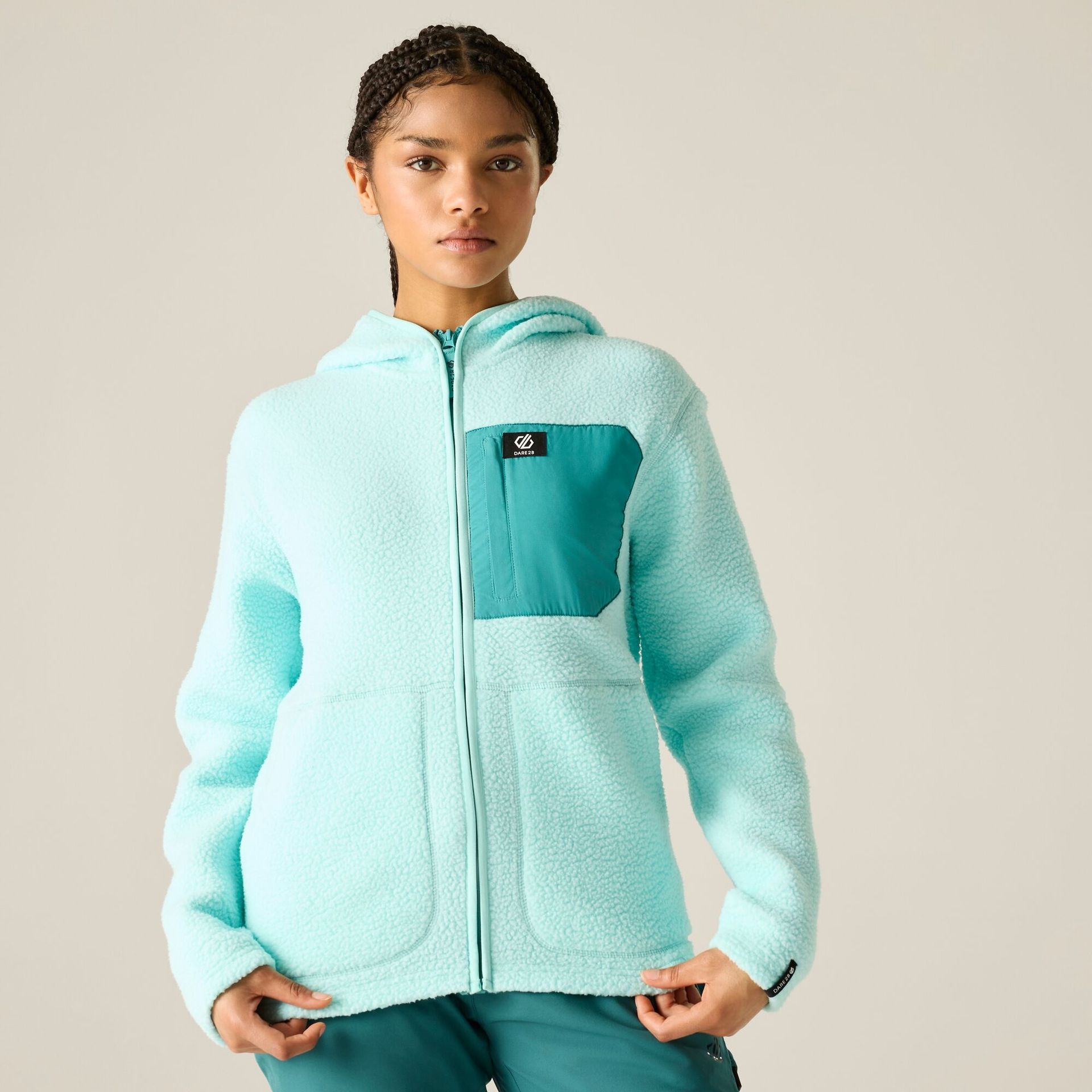 Dare 2b Polar damski rozsuwany Firn Hooded Borg Niebieski, Rozmiar: 46