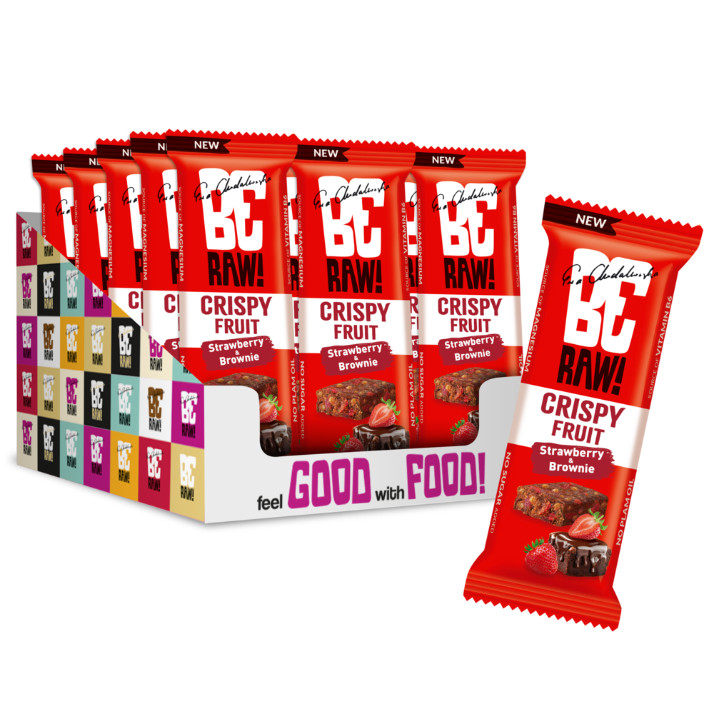 Baton proteinowy BERAW Crispy Fruit Truskawka-brownie (15 x 40 g)