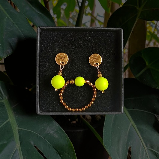 RAZEM TANIEJ! Swarovski neon pearls : neon yellow : kolczyki & pierścionek