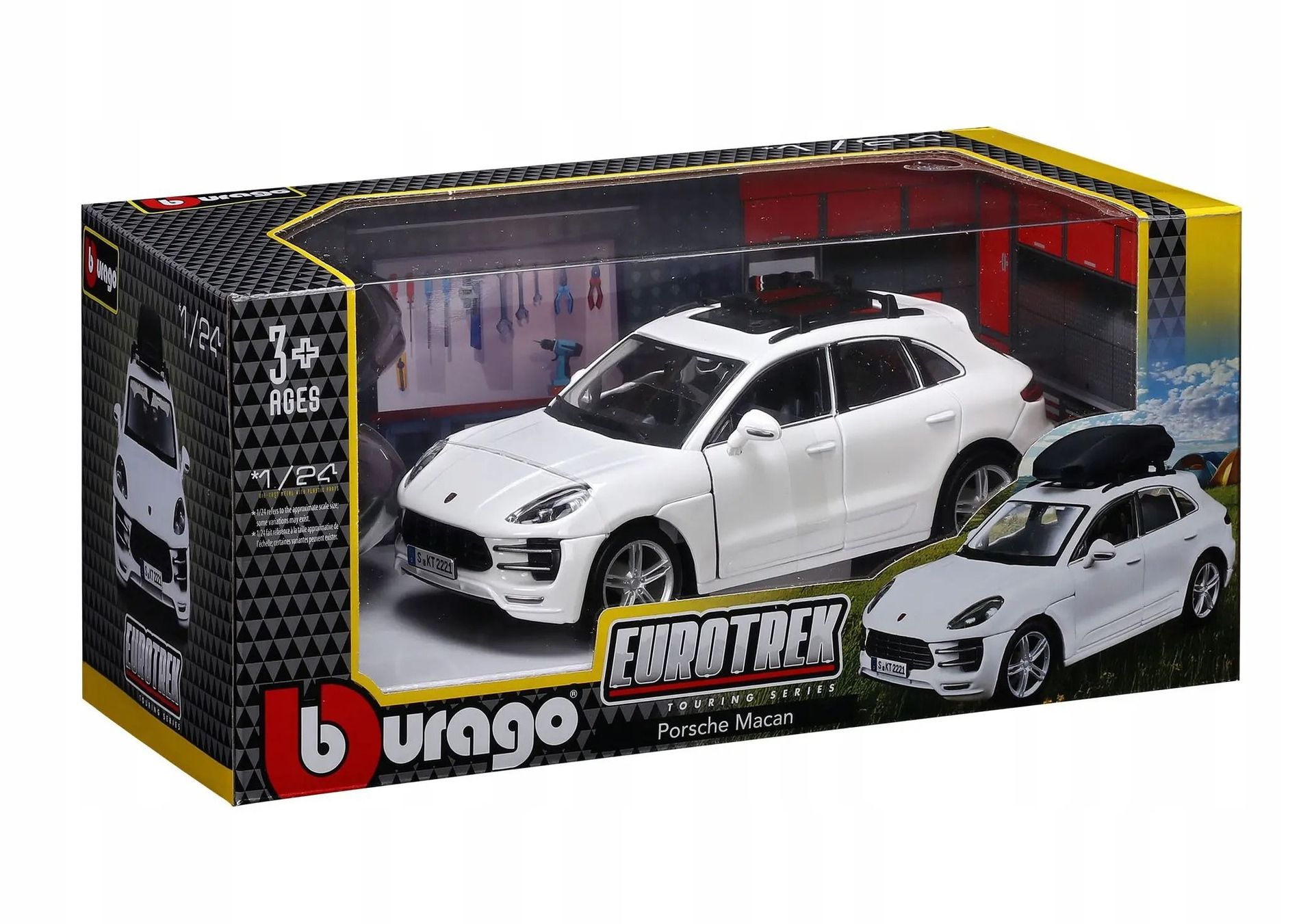 Bburago porsche macan with rooftop cargo boxes biały 18-23013 - model lub pojazd