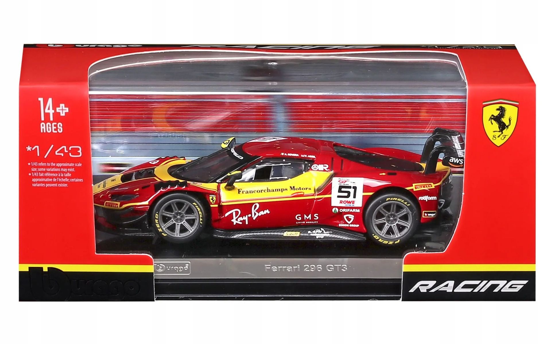 Ferrari Racing 296 Gt3 2025 Red 51 143 - model lub pojazd