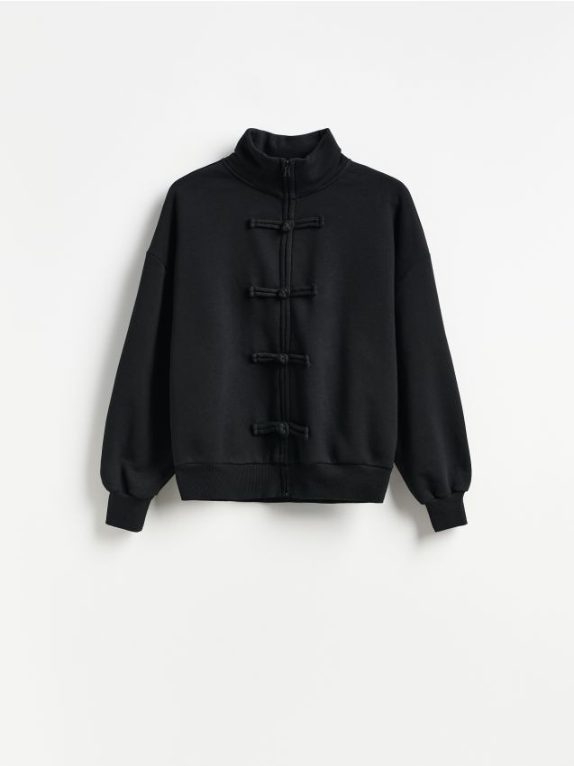 Reserved - Bluza z ozdobnym zapięciem - czarny