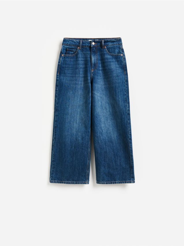 Reserved - Jeansy culotte - granatowy