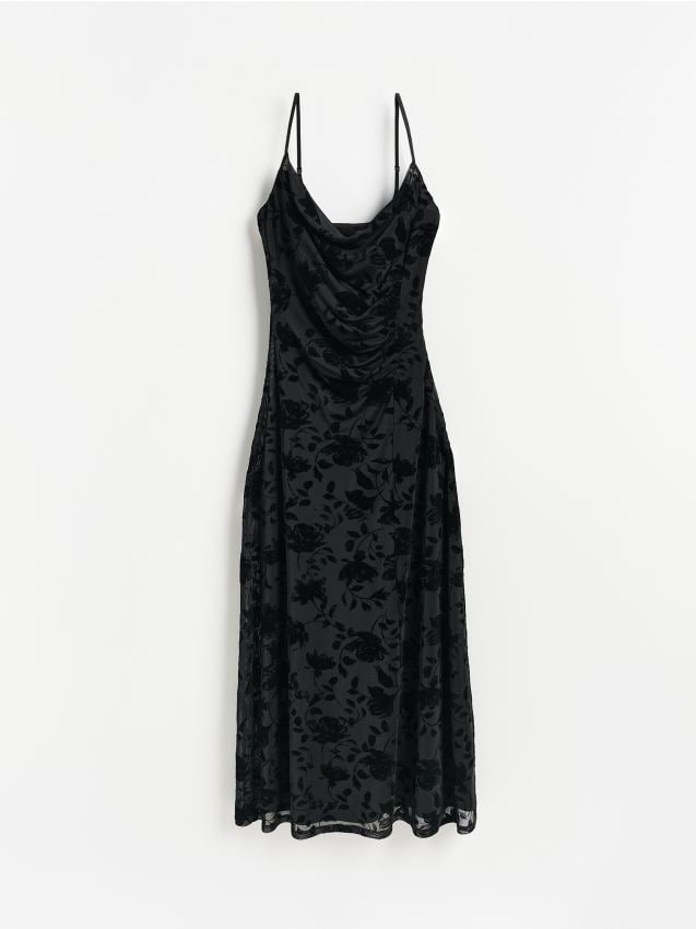 Reserved - Sukienka maxi w kwiaty - czarny