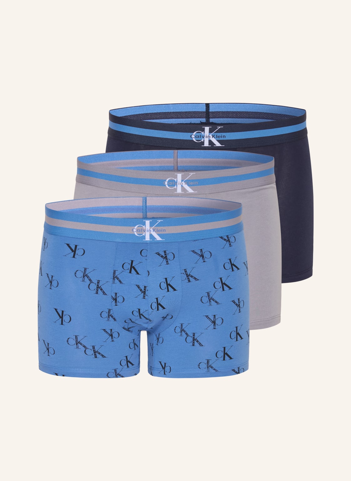 Calvin Klein Zestaw 3 Par Bokserek Graphic Monogram blau