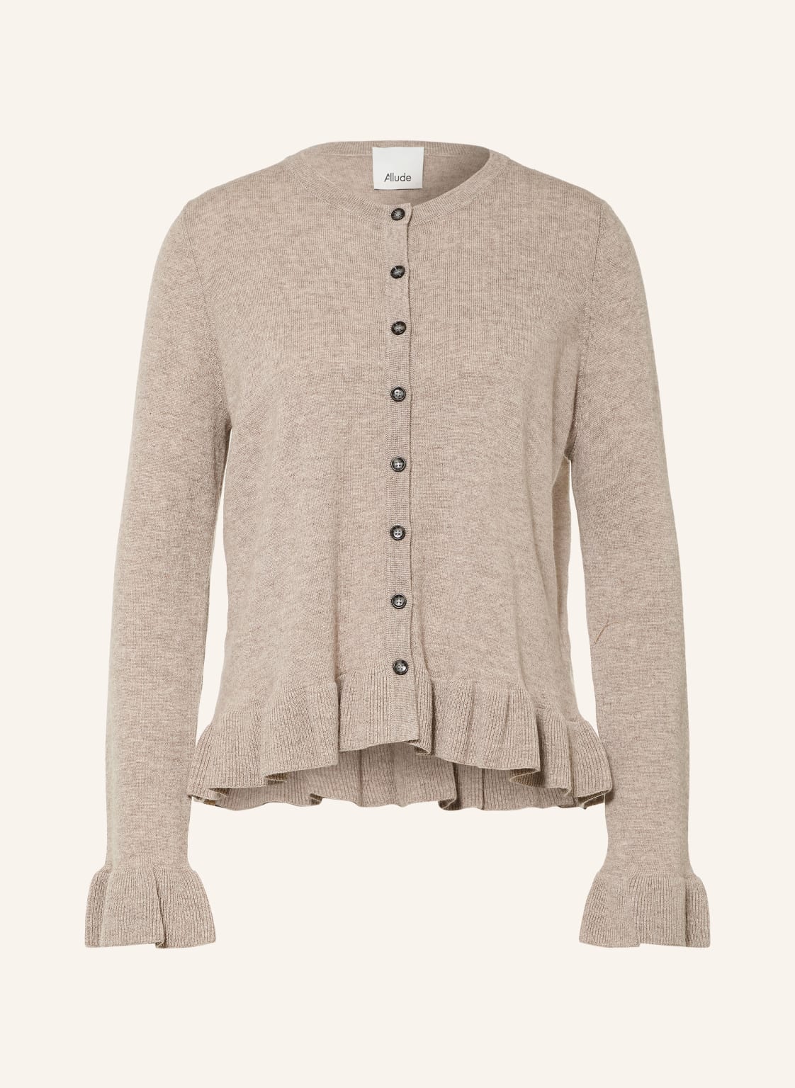 Allude Kardigan Z Kaszmiru Z Falbanami beige
