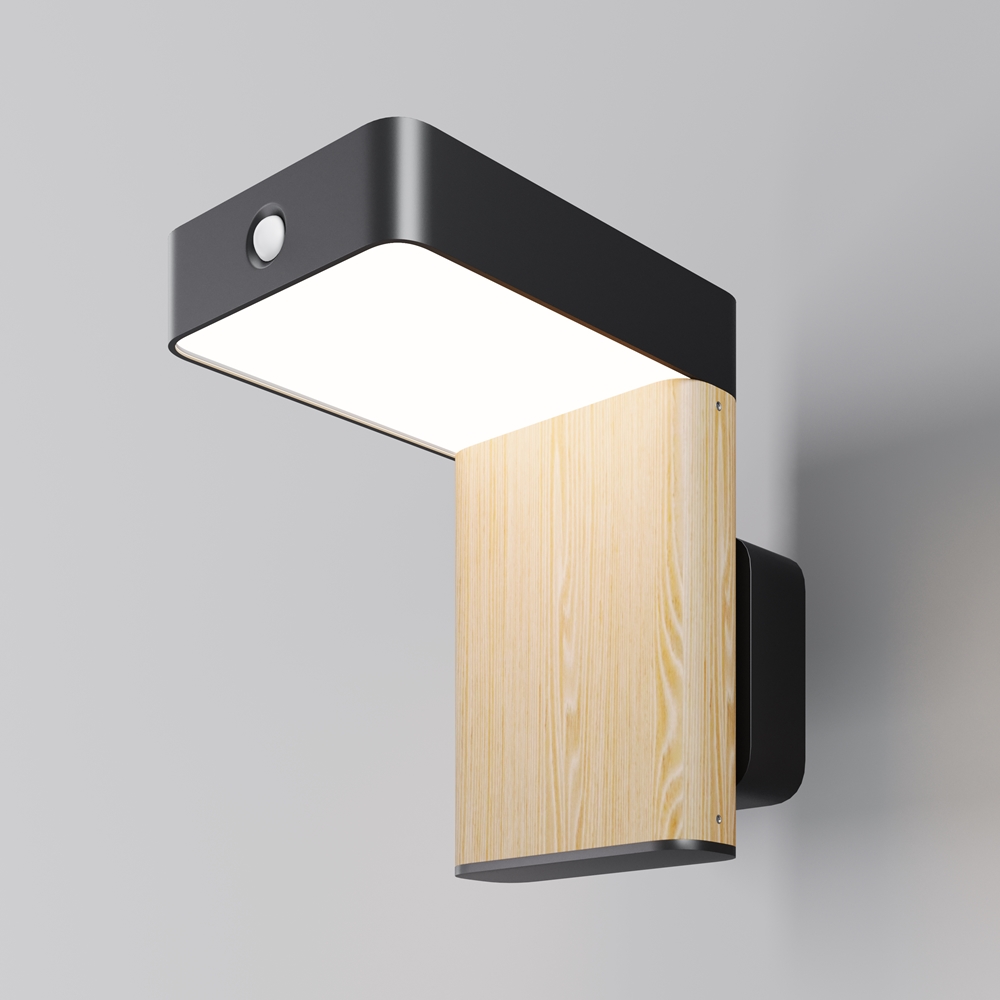 Maytoni NORDIS kinkiet solar LED 2W 3000K IP65 z czujnikiem ruchu O140WL-L2BK