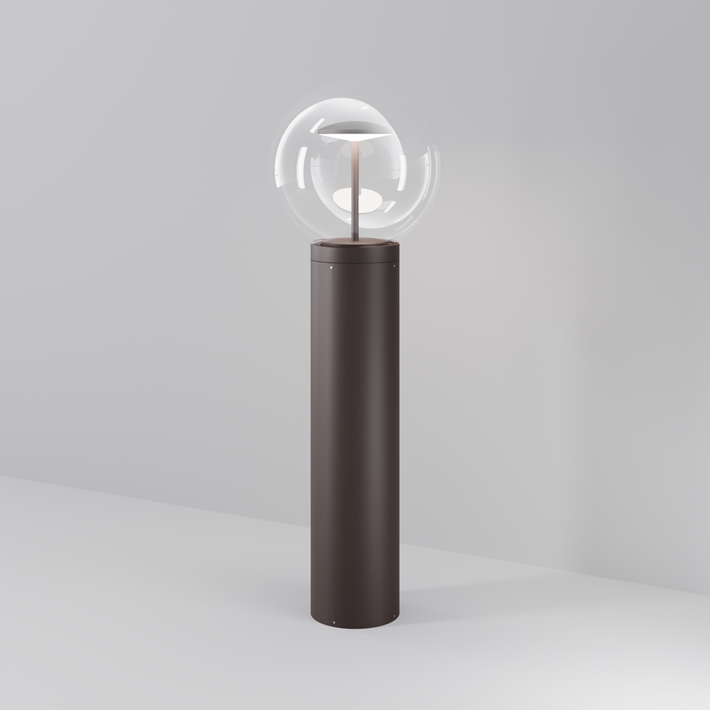 Maytoni VELORA lampa ogrodowa brunatna ze szklanym kloszem LED 8W 3000K IP54 światło odbite O139FL-L8BRK
