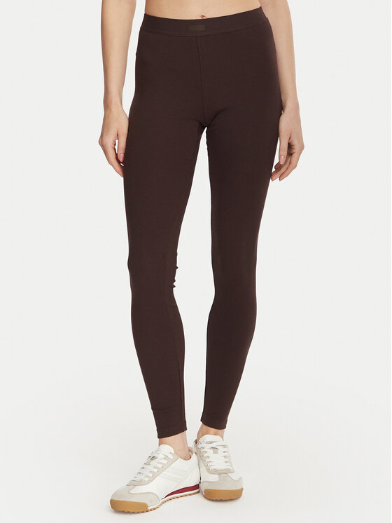 Guess Legginsy V6YB23 K4666 Brązowy ciemny Slim Fit