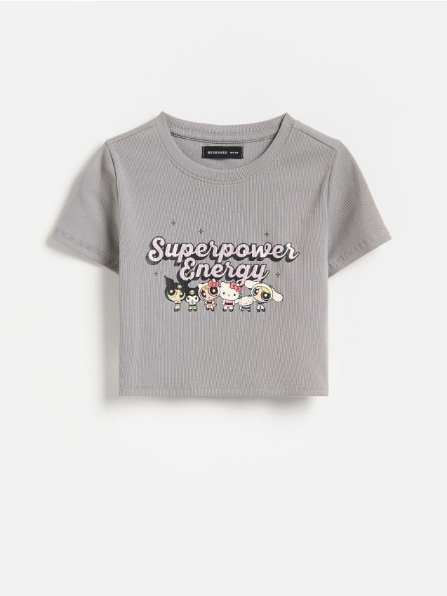 Reserved - T-shirt Hello Kitty and Friends x The Powerpuff Girls - ciemnoszary