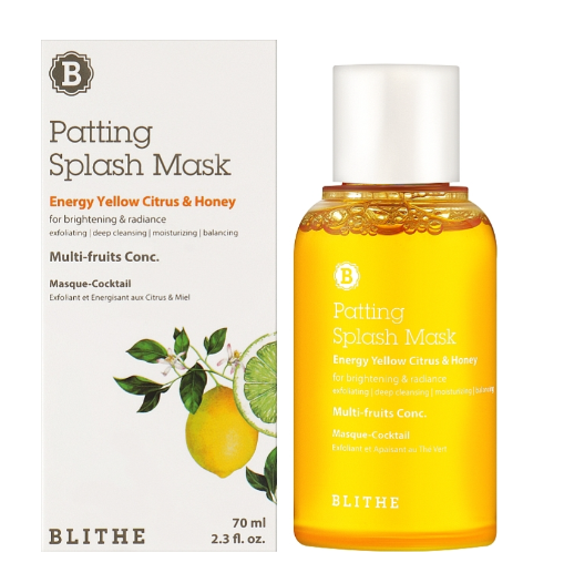 BLITHE PATTING SPLASH MASK ENERGY YELLOW CITRUS & HONEY 70ML maseczka rozświetlająca