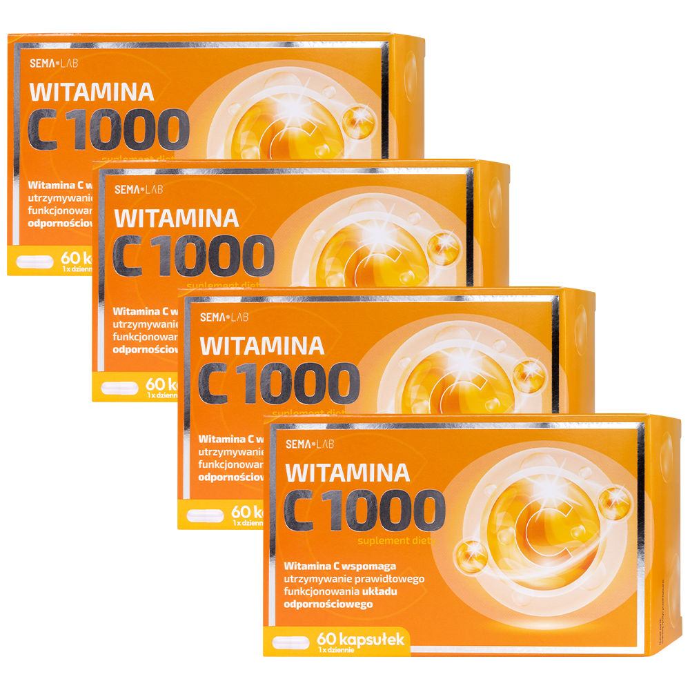 Zestaw SEMA Lab Witamina C 1000, 4 x 60 kapsułek