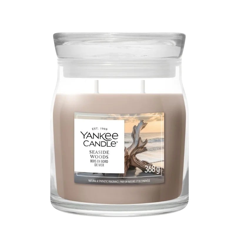 Yankee Candle Signature Świeca w Średnim Słoiku z Dwoma Knotami Seaside Woods