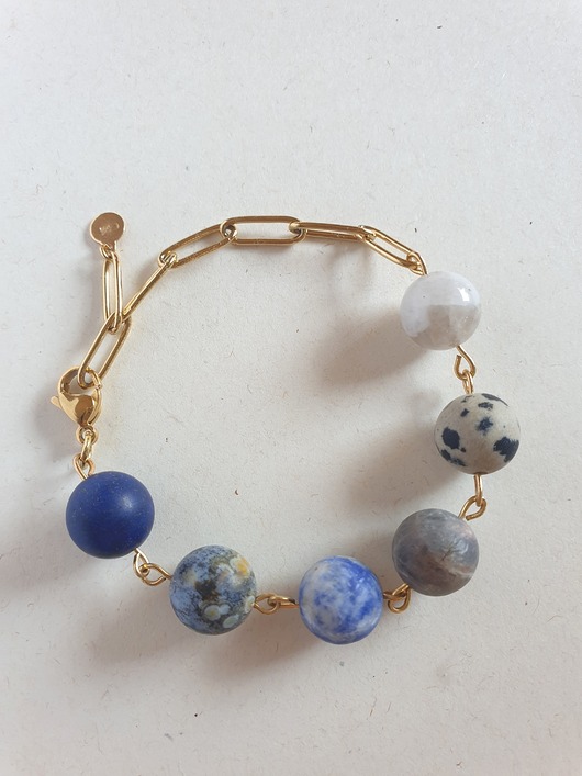 Bransoletka FANABERIA kulki, labradoryt, lapis lazuli, jaspis oceaniczny