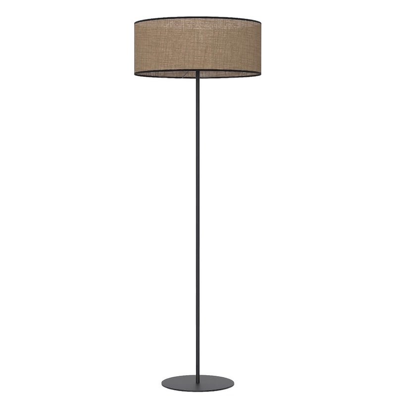 Lampa stojąca podłogowa klasyczna brązowo-czarna cylindryczny abażur 1xE27 15W ECO Emibig