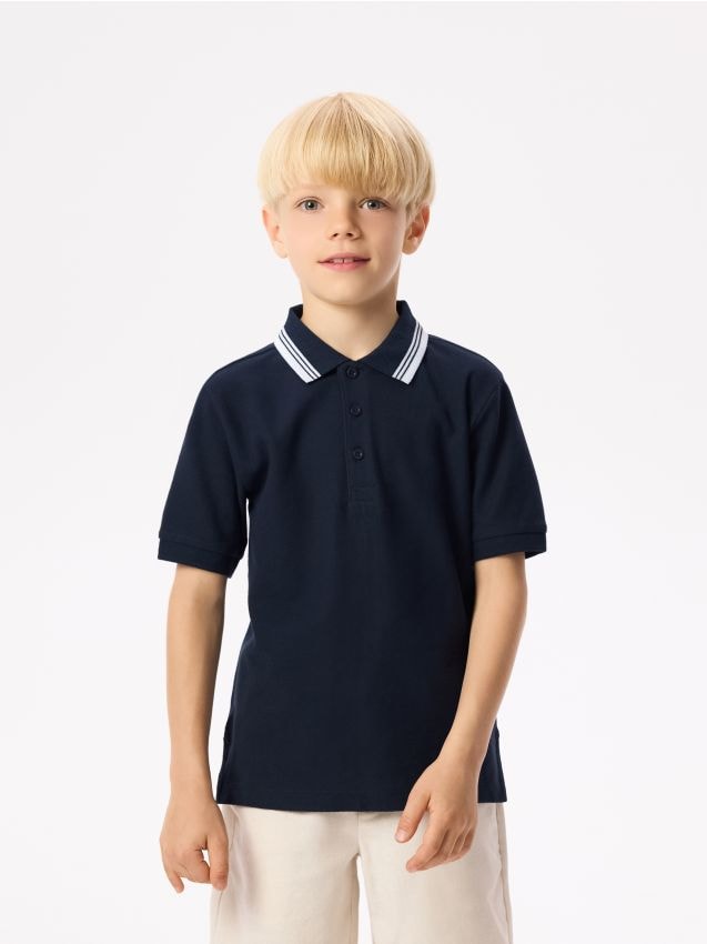 Reserved - T-shirt polo - granatowy