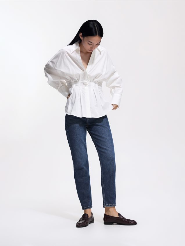Reserved - Jeansy mom comfort - granatowy