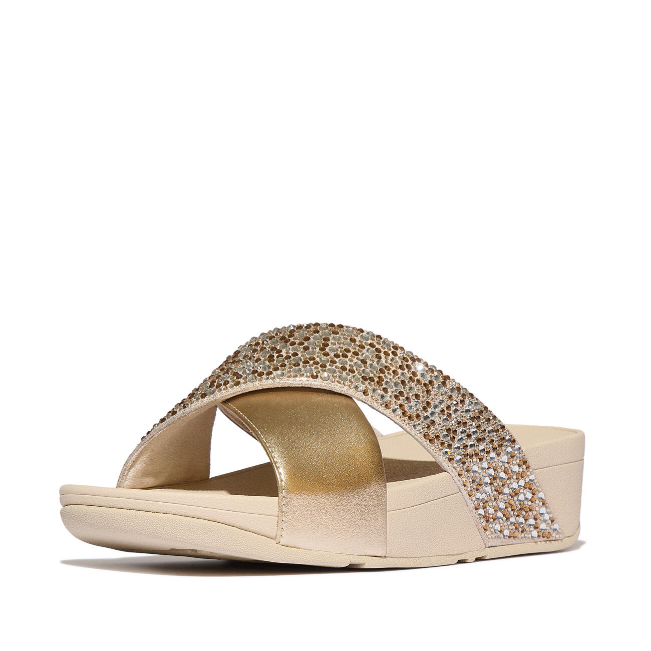 FitFlop Lulu Crystal-Mix Sandales métalliques à lanières croisées