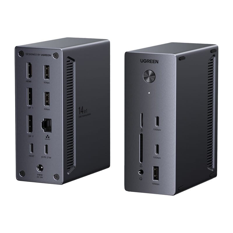 Ugreen 14w1 USB-C CM843 2x DP HDMI USB-C PD 100W RJ45 1Gb/s
