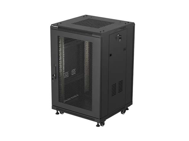 Lanberg szafa rack stojąca 19'' 18U 600x600 czarna drzwi perforowane