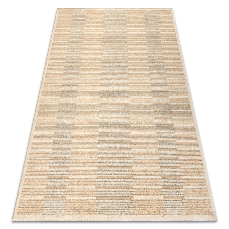 Dywan FLUX 461.124.SA110 wełniany OSTA - Geometryczny, strukturalny, loftowy beż / krem 135x200 cm