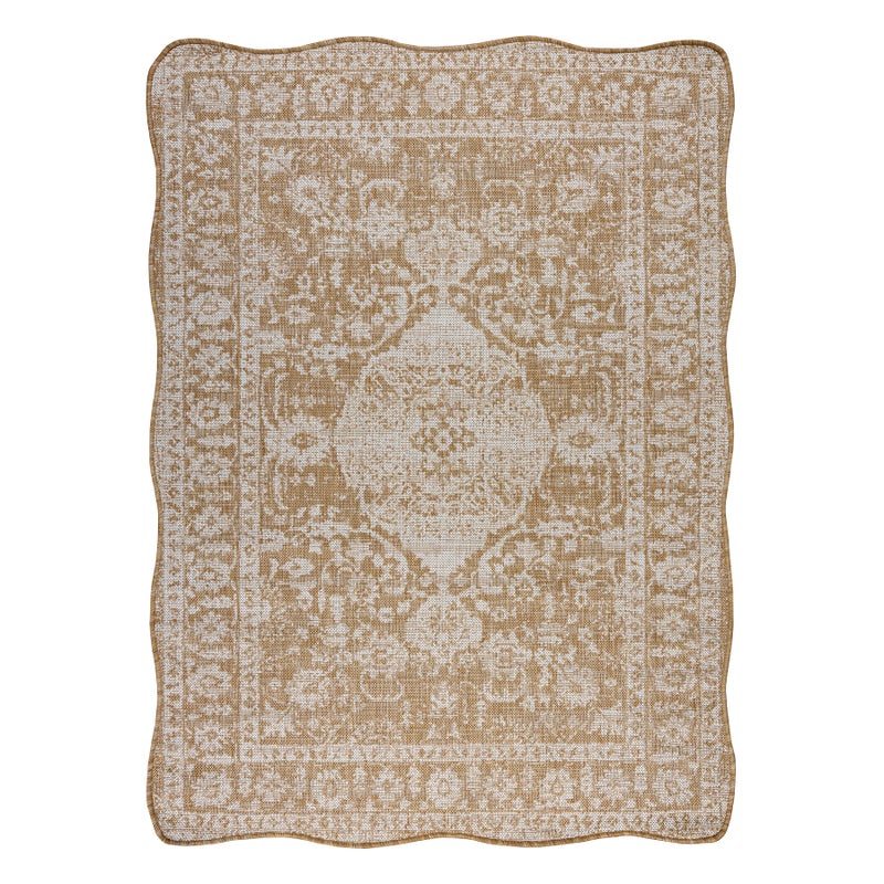 Dywan ORGANIC 2762 sizal Ornament, ramka naturalny / ecru - nowoczesny nieregularny kształt 200x290 cm