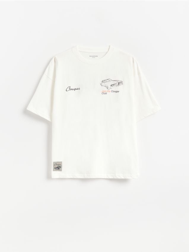 Reserved - T-shirt Ford Cougar - beżowy