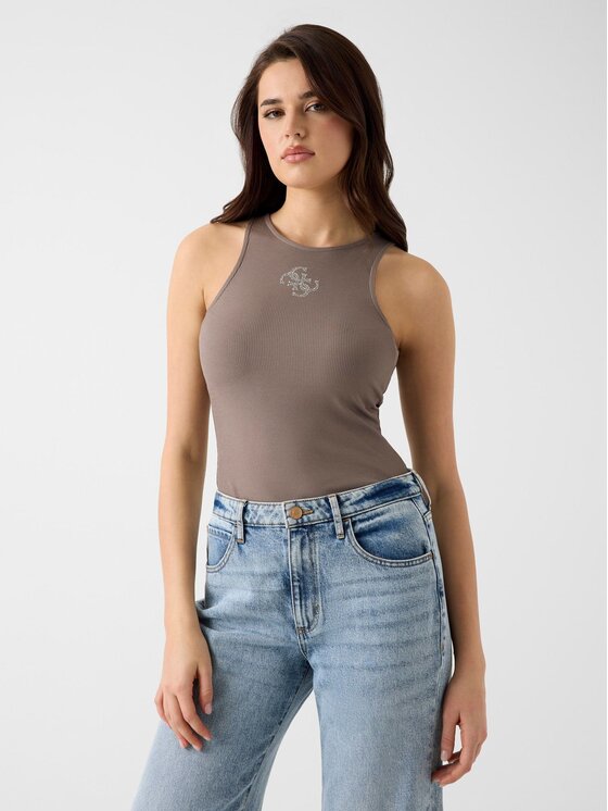 Guess T-Shirt 180724 Brązowy Classic Fit
