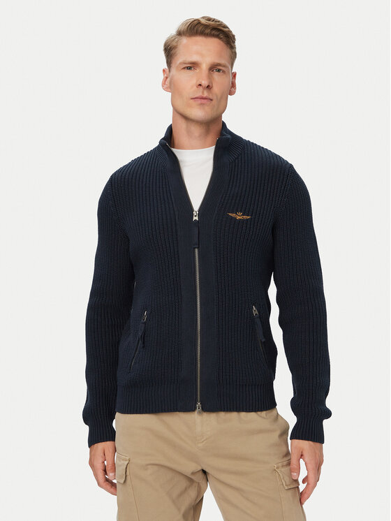 Aeronautica Militare Kardigan 262MA1664UL00409 Granatowy Regular Fit
