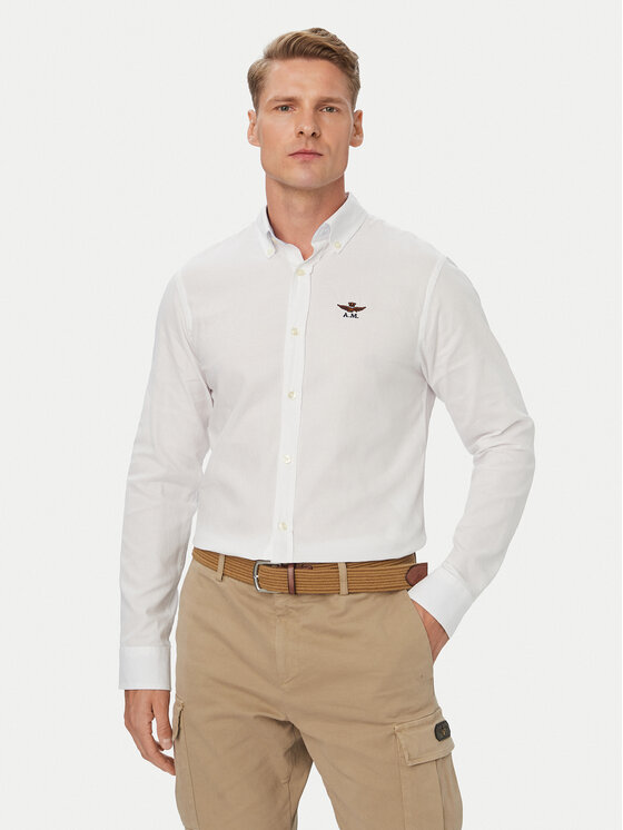 Aeronautica Militare Koszula 262CA1320UCT03532 Biały Regular Fit