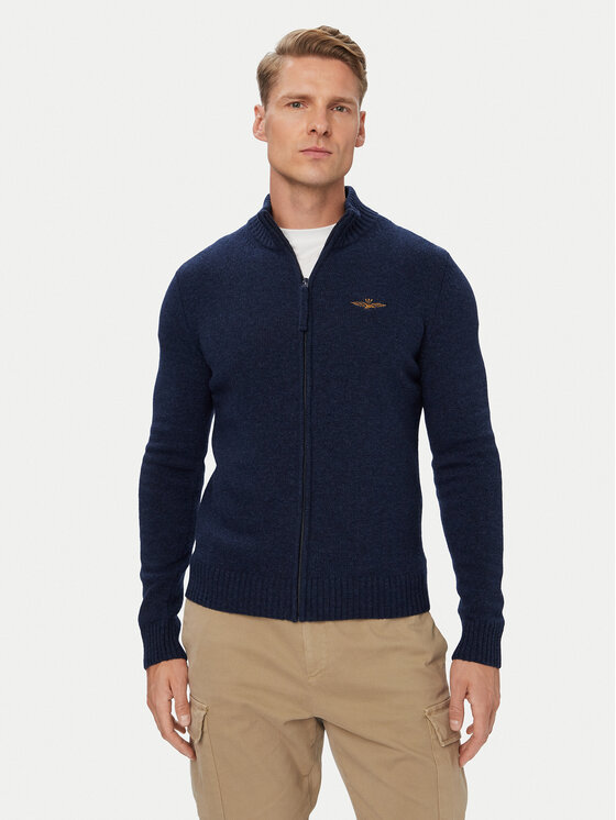 Aeronautica Militare Kardigan 262MA1646UL00924 Granatowy Regular Fit