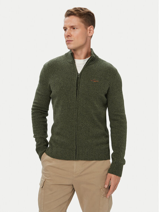 Aeronautica Militare Kardigan 262MA1646UL00924 Khaki Regular Fit