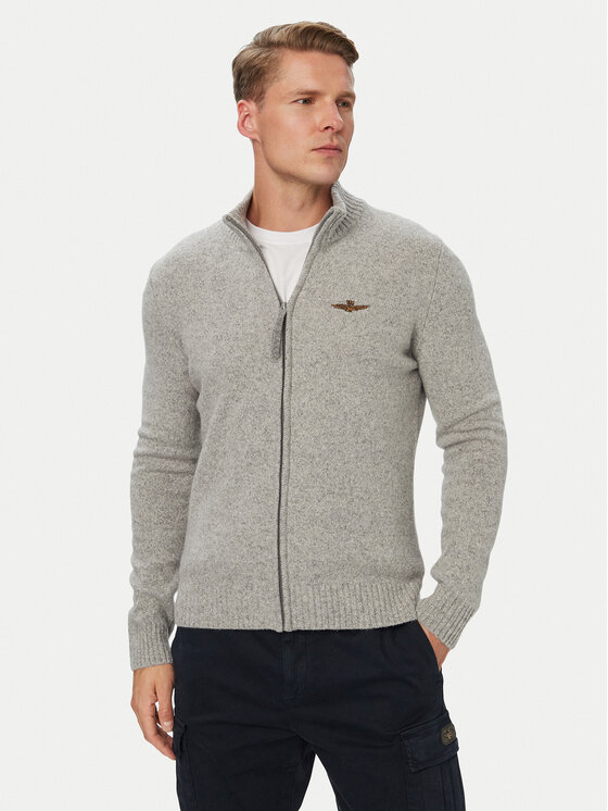 Aeronautica Militare Kardigan 262MA1646UL00924 Szary Regular Fit
