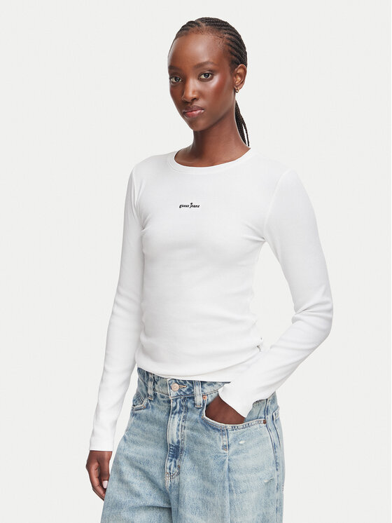 Guess Jeans Bluzka W6YP14 K3821 Biały Slim Fit