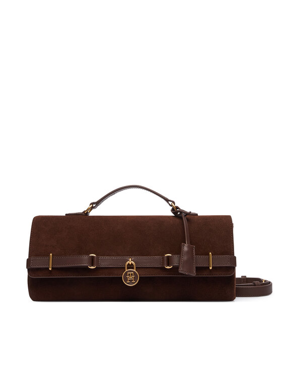 Tommy Hilfiger Torebka American Icon Clutch Suede AW0AW19515 Brązowy