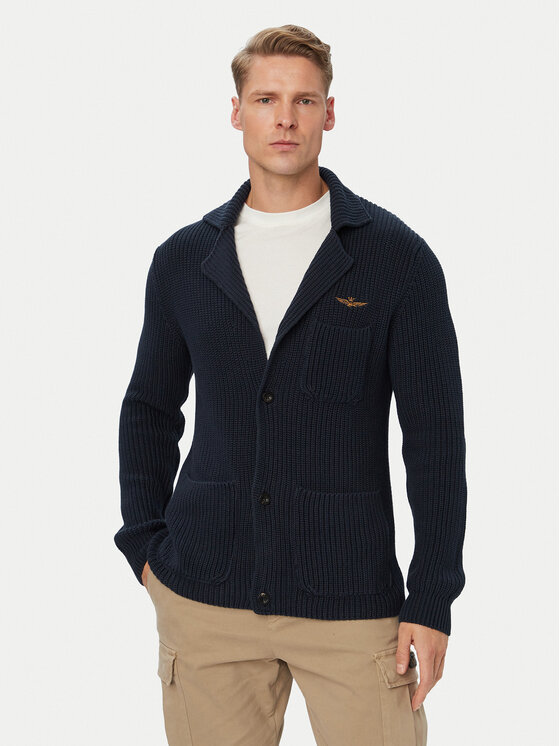 Aeronautica Militare Kardigan 262MA1666UL00409 Granatowy Regular Fit