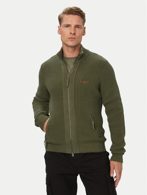Aeronautica Militare Kardigan 262MA1664UL00409 Khaki Regular Fit