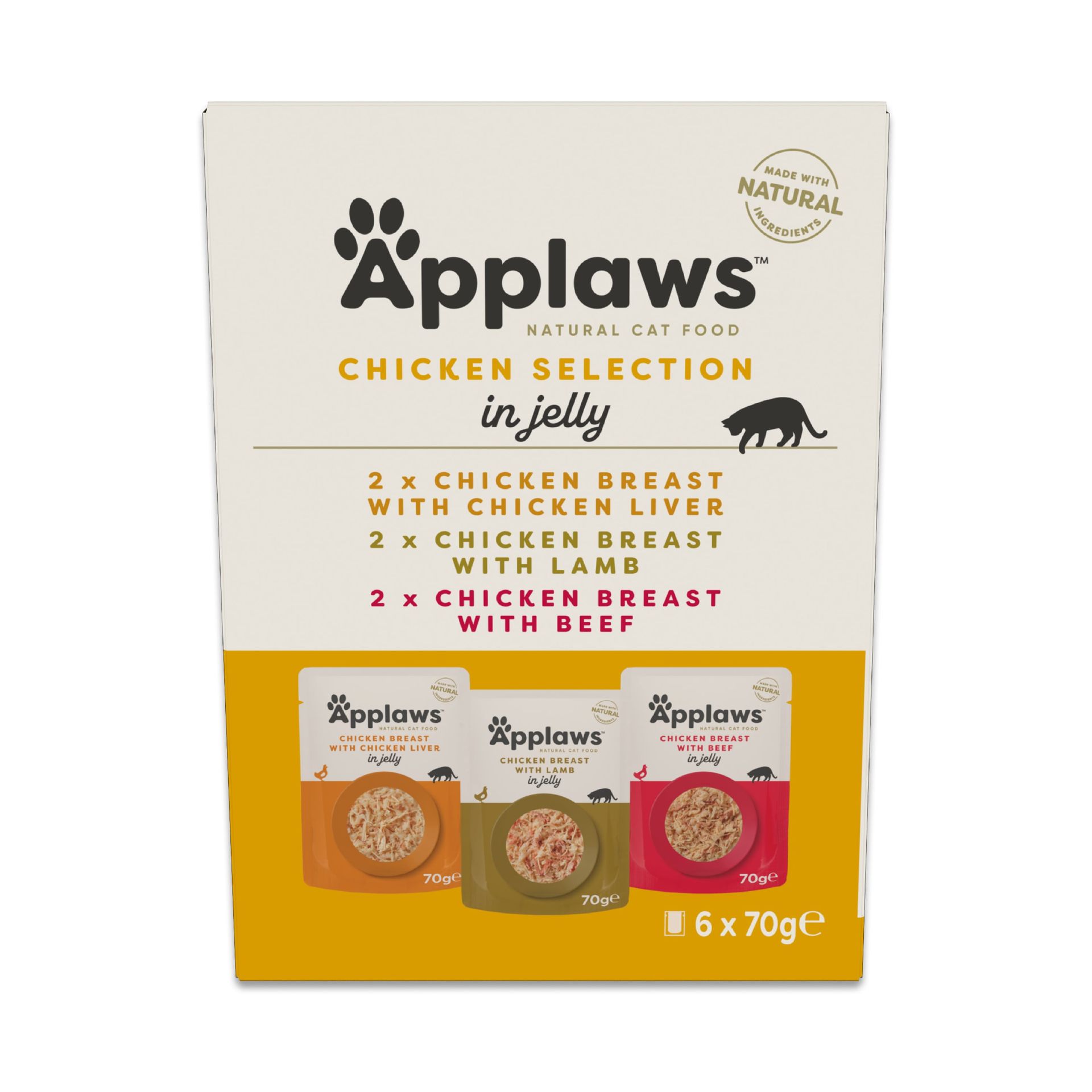 APPLAWS Cat Mix 6x70g Multipak degustacyjny z kurczakiem w saszetce w galaretce dla kota