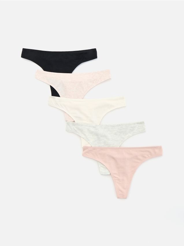 Reserved - Bawełniane majtki stringi 5 pack - pastelowy róż