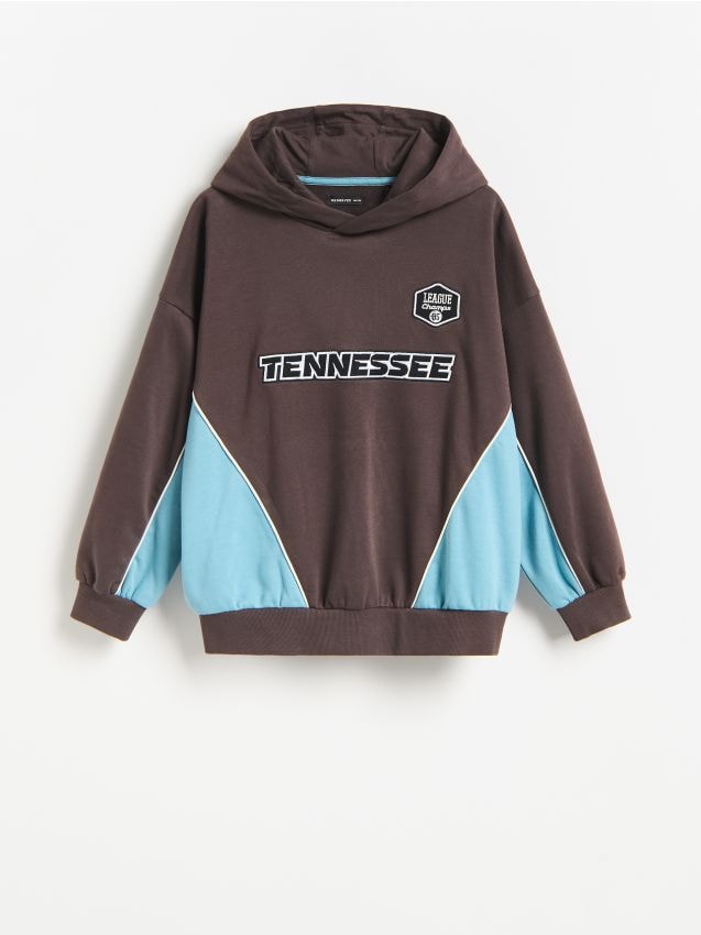 Reserved - Bawełniana bluza z kapturem - brązowy
