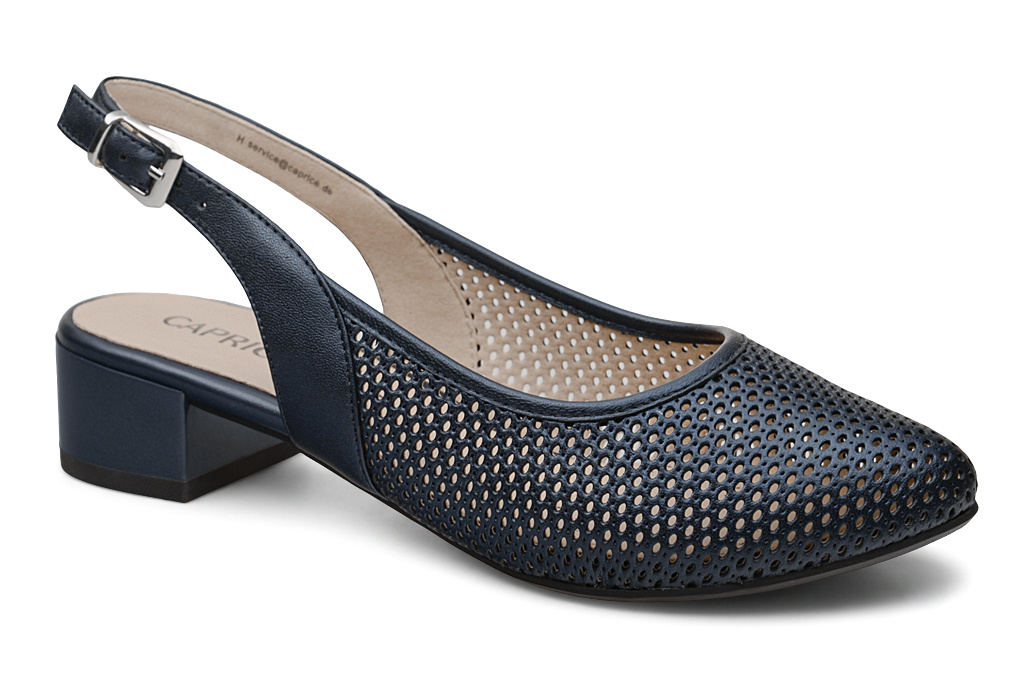 Czółenka CAPRICE 9-29602-44-807 H Navy Perlato, Granatowe, Ażurowe