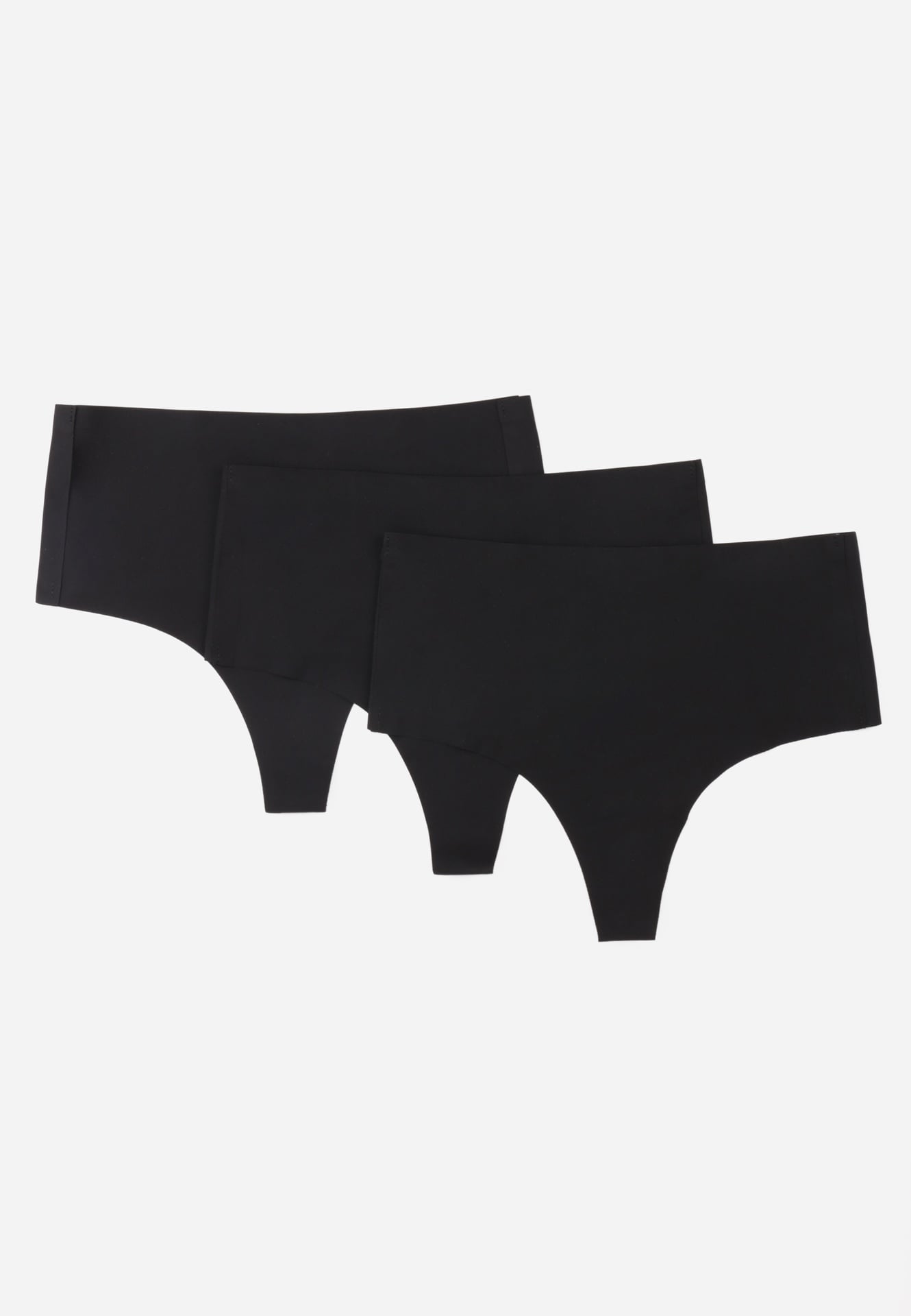 Czarne 3-Pack Majtki Bezszwowe Typu Stringi High Waist Cinossa