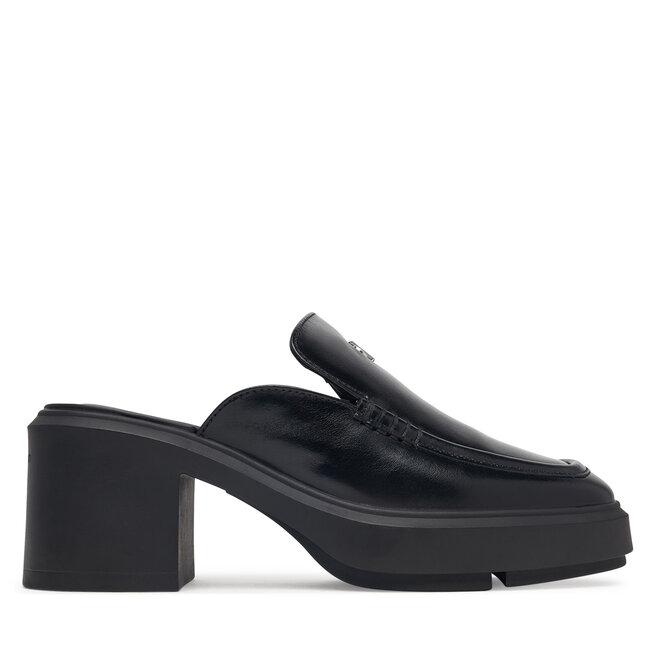 Klapki Calvin Klein Block Heel Mule Lth Hdw HW0HW03175 Czarny