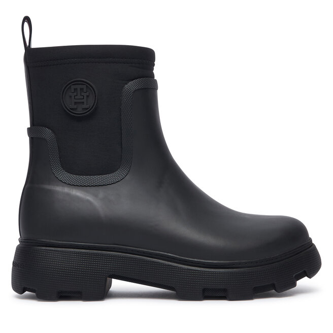 Kalosze Tommy Hilfiger Th Stamp Warm Ankle Rain Boot FW0FW09544 Czarny