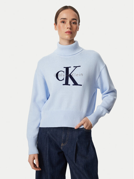 Calvin Klein Jeans Golf LV047H329G Niebieski jasny Regular Fit